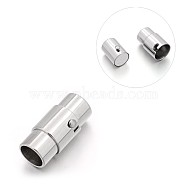 Smooth 304 Stainless Steel Column Locking Tube Magnetic Clasps, Stainless Steel Color, 18x8.5mm, Hole: 6mm(STAS-E089-05E)