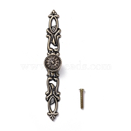 Vintage Victorian Floral Pattern Alloy Cabinet Door Knobs, Kitchen Drawer Pulls Cabinet Handles, with Iron Screws, Antique Bronze, 150x23.5x24.5mm(FIND-Z004-04)