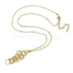 304 Stainless Steel Macrame Pouch Empty Stone Holder for Pendant Necklaces Making, with Slide Beaded and Brass Cable Chains, Golden, 21.46 inch(54.5cm), Tray: 43x15mm(NJEW-TA00085-02)