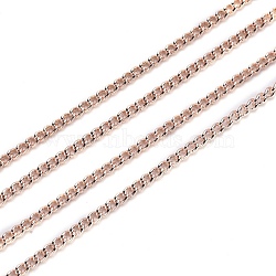 Brass Curb Chains, Long-Lasting Plated, Soldered, with Spool, Rose Gold, 2x1.5x0.3mm(CHC-R133-RG)