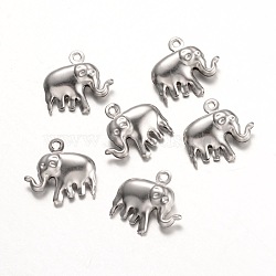 316 Surgical Stainless Steel Pendants, Elephant, Stainless Steel Color, 15x14.5x5mm, Hole: 1mm(X-STAS-K096-02P)