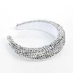 Rhinestone Crystal Hair Bands, Wide Plastic Hair Bands, Hair Accessories for Women, Silver, 170x155x45mm(OHAR-PW0001-182H)