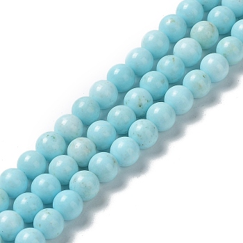Natural Howlite Beads Strands, Dyed, Round, 6.5mm, Hole: 1mm, about 64pcs/strand, 15.71~15.79''(39.9~40.1cm)