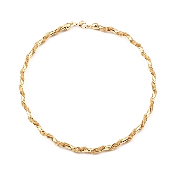 Brass Chain Necklaces, Twist Necklace, with Lobster Claw Clasp, Real 14K Gold Plated, 16-3/4 inch(42.5cm)