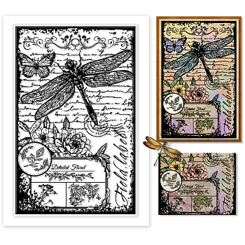 Custom PVC Plastic Clear Stamps, for DIY Scrapbooking, Photo Album Decorative, Cards Making, Dragonfly, 160x110x3mm