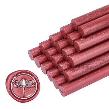 Sealing Wax Sticks, for Retro Vintage Wax Seal Stamp, Dragonfly Pattern, Dark Red, 135x11mm