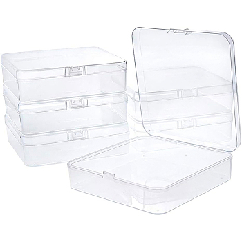 Polypropylene(PP) Plastic Boxes, Bead Storage Containers, with Hinged Lid, Square, Clear, 12.5x12.5x3.5cm