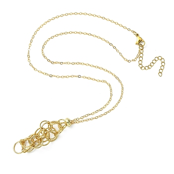 304 Stainless Steel Macrame Pouch Empty Stone Holder for Pendant Necklaces Making, with Slide Beaded and Brass Cable Chains, Golden, 21.46 inch(54.5cm), Tray: 43x15mm
