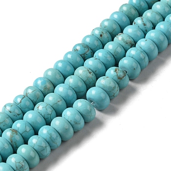 Natural Howlite Beads Strands, Dyed, Rondelle, Turquoise, 8x5mm, Hole: 1.4mm, about 84pcs/strand, 15.83 inch(40.2cm)
