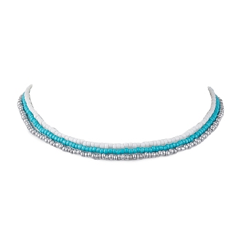 Glass Bead Necklaces for Women, Mixed Color, 14.96 inch(38cm), 3pcs/set