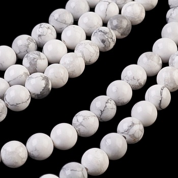 Natural Howlite Beads Strands, Round, 8mm, Hole: 1mm, about 48pcs/strand, 15.75 inch