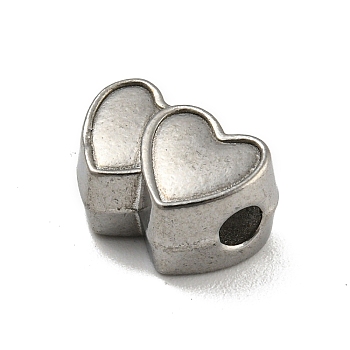 304 Stainless Steel Beads, Heart, Stainless Steel Color, 8x12x6mm, Hole: 2.5mm