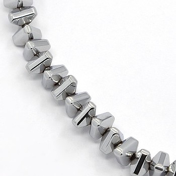 Grade A Electroplate Non-magnetic Synthetic Hematite Triangle Beads Strands, Silver Plated, 4x5x3mm, Hole: 1mm, about 140pcs/strand, 16.1 inch