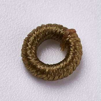 Polyester Cord Beads, Ring, Coffee, 6~6.5x1.5mm, Hole: 3mm