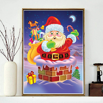 Christmas Theme DIY Diamond Painting Kits, Including Resin Rhinestones Bag, Diamond Sticky Pen, Tray Plate and Glue Clay, Santa Claus, 400x300mm
