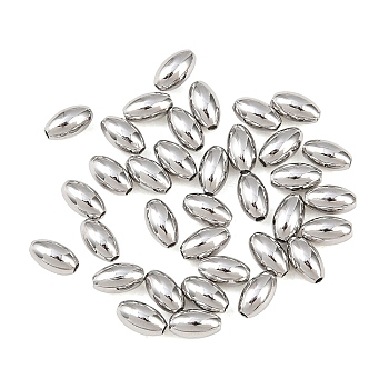 Brass Beads, Barrel, Cadmium Free & Nickel Free & Lead Free, Platinum, 4.5x2.5mm, Hole: 0.7mm