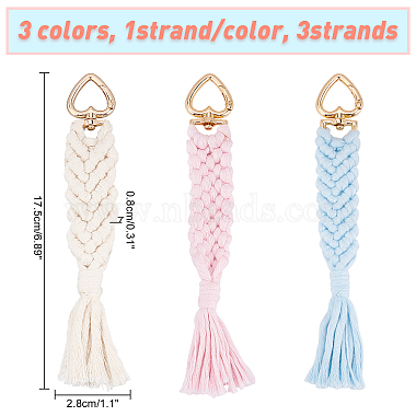 CHGCRAFT 3 Strands 3 Colors Golden Tone Alloy Heart Keychain Clasps(AJEW-CA0002-11)-2