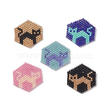 Mixed Color Hexagon Glass Pendants