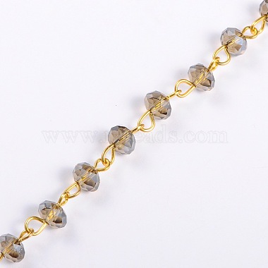 Handmade Rondelle Glass Beads Chains for Necklaces Bracelets Making(AJEW-JB00037)-2