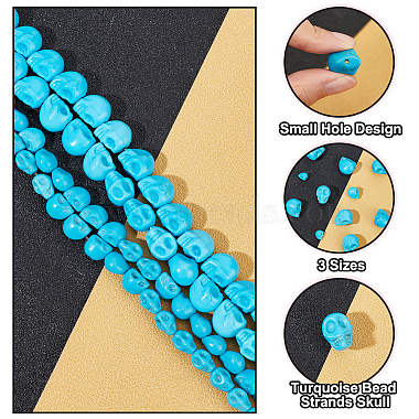 3 Sizes Dyed Synthetic Turquoise Beads Strands(G-AR0004-83)-4