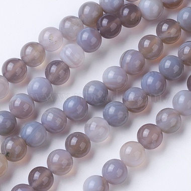 8mm RosyBrown Round Banded Agate Beads