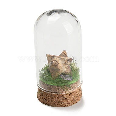 Gemstone Polygon Display Decoration with Glass Dome Cloche Cover(DJEW-B009-05)-2
