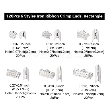 120Pcs 6 Styles Iron Ribbon Crimp Ends(IFIN-YW0003-22)-2