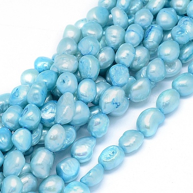 Sky Blue Oval Pearl Beads