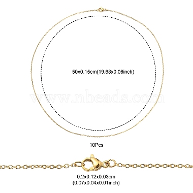 10 pcs placage ionique (ip) 304 ensemble de colliers de chaîne de câble en acier inoxydable pour hommes femmes(MAK-YW0002-01G)-4
