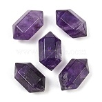 Natural Amethyst Beads, Faceted, Hexagonal Double Terminated Point Bullet Beads, 24~26x12~14x12~14mm, Hole: 1.5~1.6mm(GG-CBA3EE1-04C)