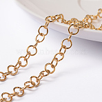 Ion Plating(IP) 304 Stainless Steel Rolo Chains, Belcher Chain, Unwelded, with Spool, Real 18K Gold Plated, 5x0.8mm, about 32.8 Feet(10m)/roll(CHS-H007-31G)