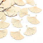 Brass Pendants, Ginkgo Leaf Charms, Cadmium Free & Nickel Free & Lead Free, Light Gold, 19x22x0.3mm, Hole: 1mm(KK-N223-19LG)