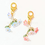 2Pcs Acrylic Pendant Decorations, Orchid, with Alloy Lobster Claw Clasps, Mixed Color, 61mm(HJEW-YW00302-04)