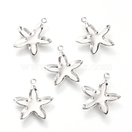 201 Stainless Steel Pendant Cabochon Settings, Starfish Shape, Stainless Steel Color, 19x16.5x1.5mm, Hole: 1.6mm, 9.8x13.5mm Inner Diameter(STAS-C021-05P)