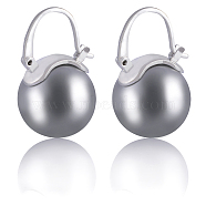 Pearl Earrings Gray Round Ball Hoop Dangle Earrings Stud Elegant Shell Pearl Drop Stud Imitation Freshwater Cultured Pearls Earrings Brass Charms Jewelry Gift for Women, Gray, 24x14x14mm, Pin: 0.8mm(JE1096C)