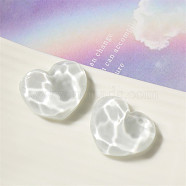 Opaque Resin Cabochons, Heart with Water Ripple, WhiteSmoke, 18x22mm(HEAR-PW0002-031A)