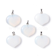 Opalite Pendants, Heart Charms, with Platinum Tone Brass Findings, 23.5x25x8.5mm, Hole: 5x3.5mm(G-G956-D09)