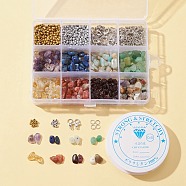 DIY Gemstone Bracelet Necklace Making Kit, Including Natural & Synthetic Mixed Stone Chips & Glass Seed Beads, Iron Jump Rings, Alloy Clasps, Mixed Color, Beads: 120g/box(DIY-FS0003-48)