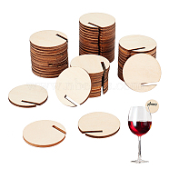 60Pcs Wooden Wine Glass Charms, Goblet Marker, Blanched Almond, 40x3mm(AJEW-GA0006-38)