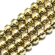 Electroplate Non-magnetic Synthetic Hematite Beads Strands, Round Bicone, Real 18K Gold Plated, 4.5x4mm, Hole: 1mm, about 92~93pcs/strand, 15.75 inch(40cm)(G-S352-37)