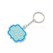 Eid Mubarak Keychain PVC Plastic Keychain, with Iron Findings, Platinum, 9.7cm(KEYC-G053-01P)