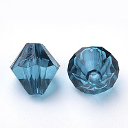 Transparent Acrylic Beads, Bicone, Teal, 4x4mm, Hole: 1.2mm, about 17000pcs/500g(TACR-S146-4mm-08)