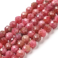 Natural Rhodonite Beads Strands, Round, Faceted, Grade AA, 6mm, Hole: 0.9mm, about 69pcs/strand, 15.55~15.75''(39.5~40cm)(G-E608-A13)