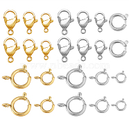 Olycraft 12Pcs 6 Style 304 Stainless Steel Lobster Claw Clasps and 12Pcs 6 Style Spring Ring Clasps, Mixed Color, 8~17x6~12x1.5~2.5mm, Hole: 1.5~7.5mm, 24Pcs/box(STAS-OC0001-10)