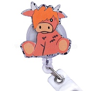 Acrylic & ABS Plastic Badge Reel, Retractable Badge Holder, Cattle, 100mm, Cattle: 45x40.5mm(AJEW-SZ0002-49B)