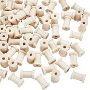 80Pcs Wooden Bobbins, Sewing Supplies, Column, Moccasin, 15x23~25mm, Hole: 5mm(WOCR-OC0001-02)