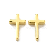 Brass Charms, Cadmium Free & Lead Free, Long-Lasting Plated, Cross Charm, Real 24K Gold Plated, 13x8x3mm, Hole: 1.5mm(KK-H442-45G)