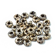 Natural Dalmatian Jasper European Beads, Large Hole Beads, Rondelle, 12x6mm, Hole: 5mm(G-G740-12x6mm-28)
