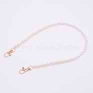 White Acrylic Round Beads Bag Handles, with Zinc Alloy Swivel Clasps and Steel Wire, for Bag Replacement Accessories, Light Gold, 61cm(FIND-TAC0006-23B-01)