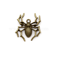 Halloween Tibetan Style Alloy Pendants, Cadmium Free & Lead Free, Spider Charms, Antique Bronze, 35x31x6mm, Hole: 2.5mm(FIND-WH0105-12AB)